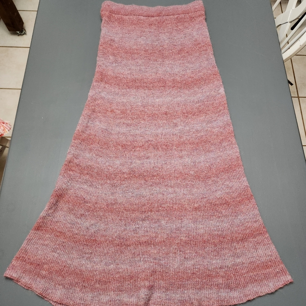 Free People Layered Light and Dark Pink Wool Alpaca Blend Maxi Skirt Large FLAW